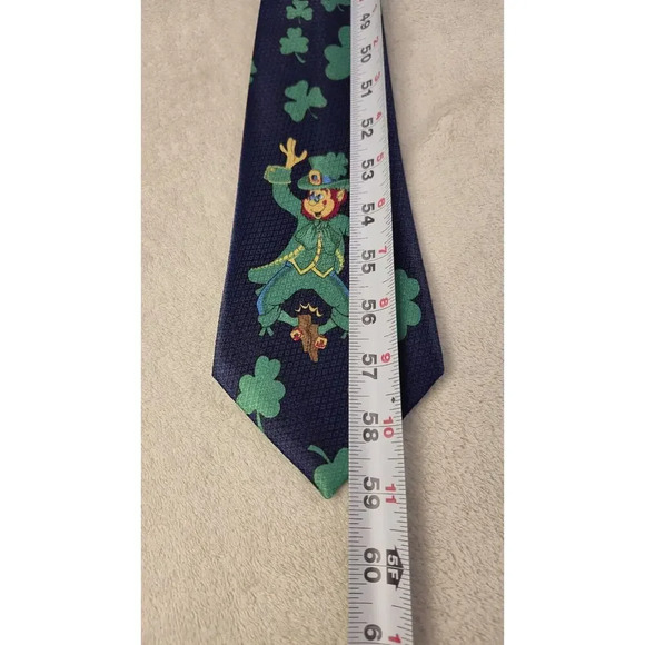 Dino Romano Mens Green St Patricks Day Party Necktie Irish Leprechaun 59x4 Inch - Picture 7 of 8